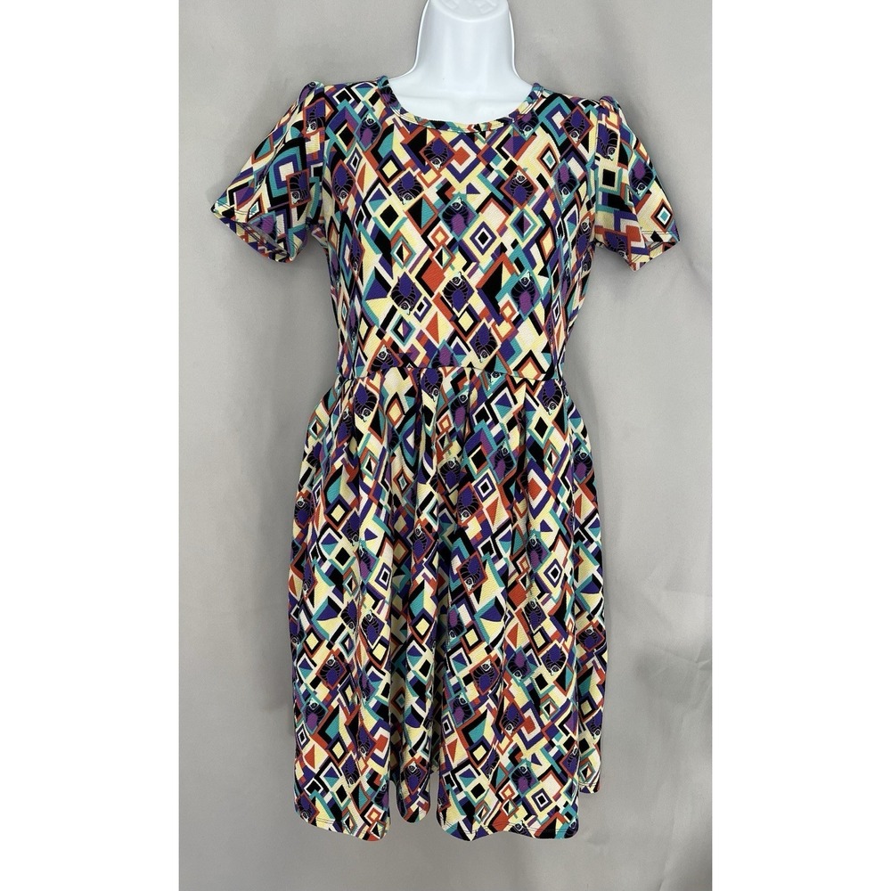 DISNEY LuLaRoe Amelia Dress Maleficent Evil Villain Multicolor‎ Size Medium